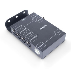 Pknight 4 Port DMX Splitter 1 In 4 Out | Opto Isolated DMX512 Signal Amplifier with PowerCON for Stage Lighting