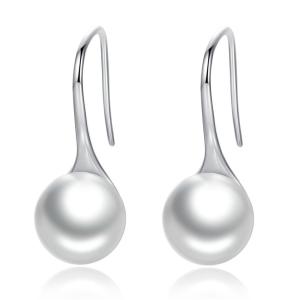 BAMOER Free Shpping 925 Sterling Silver 4 Color Round Imitation Pearl Drop Earrings Women Sterling Silver Jewelry Oorbellen Brincos SCE037
