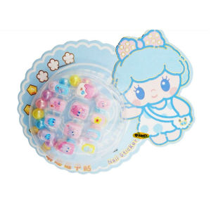 Little Kids Press on Fake Nails and Bracelet Set Cartoon 3D Gift DIY Nail Set Waterproof Kids Nail Stickers Cute