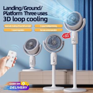 XIAOMl1 Rechargeable Stand Fan 3 in1 Ultra Strong Floor Stand Rotatable Kipas Camping Charging fan Retractable Remote control stand Fan with light Desk Outdoor Portable Kipas USB風扇