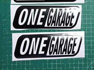 ONE GARAGE DESIGN 2. VINYL STICKERS DECALS AND CUT-OUTS. Mock-up and actual pictures. Available in any size and color. Please message us with your color choice before placing your order. Paste at your own risk