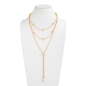 NOONOOR Multi Layer Snake Chain Necklace Metal Link Chain CCB Bead Layered Necklace Ornamental Long Length Pendant Necklace Street Outfit
