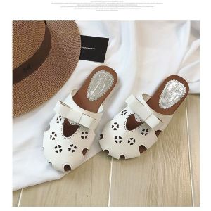 [Free Shipping] Womens Summer New Versatile Flat-Soled Open-Toe Half-Slipper Fashionable Lazy Slippers