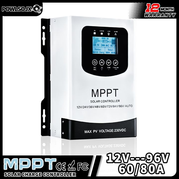 MPPT Solarladeregler 96V 65A – PV 180V, 6600W, Für LiFePO4 & Blei, Mit Batterie-Reaktivierung & LCD-Display (CE/PSE)