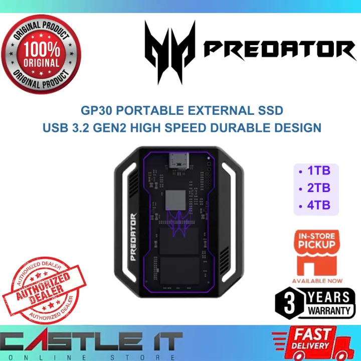 Predator GP30 Portable External SSD 1TB 2TB 4TB USB 3.2 Gen2 High Speed Durable Design