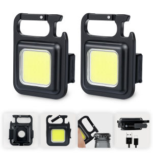 Mini LED Flashlight Work Light Portable Pocket Flashlight Keychains USB Rechargeable for Outdoor Camping Small Light Corkscrew