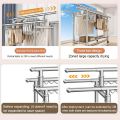 ATO 304 Stainless Steel Folding Clothes Hanger Drying Rack with Wheels Shoe Hanger Rak Penyidai Baju. 