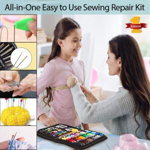 128 Pcs/Set Travel Sewing Box Kit Sewing Thread Stitches Knitting Needles Tools Cloth Buttons Craft Scissor Home Organizer