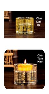 [COMBO tuỳ chọn] Đế nến Chú Đại BiChú Bát Nhã Tâm Kinh. Hoa Sen pha lê cao cấp trang trí ban thờ cúng dường chư Phật