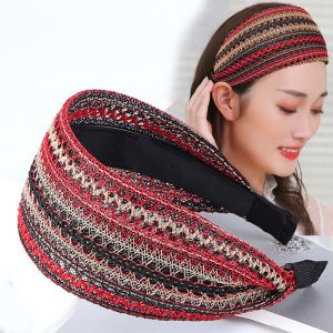 PTK52 วินเทจ ย้อนยุค สีสันสดใส ตาข่าย ผ้าโพกศีรษะ ฤดูร้อน ห่วงคาดผมสไตล์เกาหลี แถบคาดศีรษะขอบกว้าง ที่คาดผมผู้หญิง อุปกรณ์ตกแต่งผม