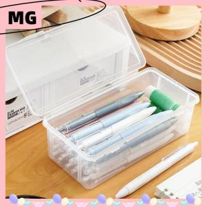 【Magical House】[ New Hot Fashion] 1PC Large Capacity Plastic Pencil Box Stackable Translucent Clear Pencil Box Office Supplies Storage Organizer Box