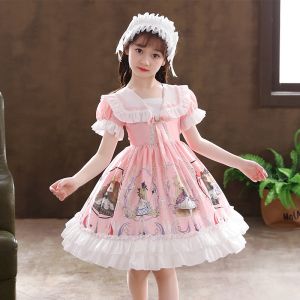 Kids Girls Lolita Princess Dress Sweet Style Short Sleeve Ball Gown For Birthday Party performence Girl Dress