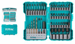 Bộ 45 mũi bắn vít Total gồm đầu vít đầu chuyển đổi mũi khoan HSS đai ốc từ tính mạnh dùng tháo siết vít - Thinksafe