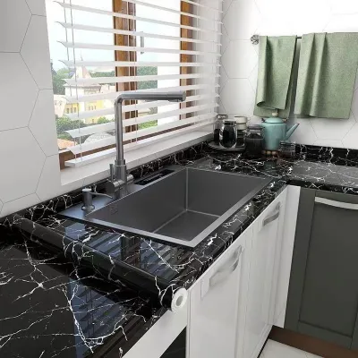 วอลเปเปอร์หินอ่อนห้องครัว ห้องน้ํา 60*5เมตร มีกาวในตัว วอเปเปอร์ต ในห้องครัว ตกแต่งบ้าน เฟอร์นิเจอร์ วอลเปเปอร์กันน้ำ สติ๊กเกอร์ทนความชื้นและทนทานต่อการสึกหรอทำความสะอาดง่ายติดด้วยตนเองไม่ทิ้งกาวเมื่อลอกออก เป็นมิตรกับสิ่งแวดล้อมและปลอดสารพิษ