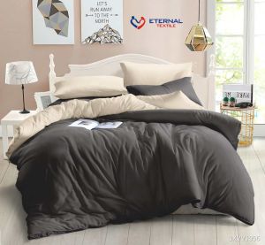 4in1 - Duvet Cover Set 4 Piece (1Duvet Cover + 1Fittedsheet + 2Pillowcases) Soft Brushed Microfiber Bedding Set -Reversible Solid Color Bedding Set Duvet Cover Cotton-Simple Reversible Bed Quilt Covers C-535 to C-538