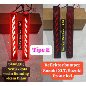 Reflector Bumper Mata Kucing Bumper Belakang + Lampu Led plasma Suzuki XL 7 2018-2016 Suzuki Fronx 2025-2027 3Fungsi Sein Running