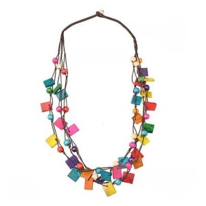 Multilayer Colorful Irregular Pendant Necklace African Styles Beads Jewelry Accessory for Women Casual Wear