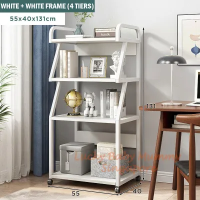 【CLEARANCE】Steel Wood Storage Rack Multi-layer Display Shelf Cabinet Minimalist Study Room Bookshelf