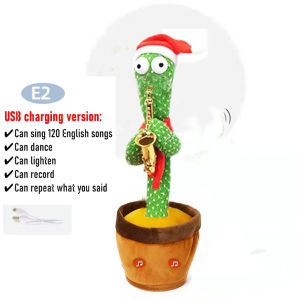 Dancing Cactus Repeat Talking Toy Electronic Plush Toys Can Sing Record Lighten USB Charging Early Education Funny Gift