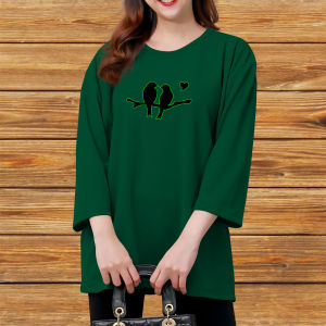 Burung Kaos Wanita Dewasa Jumbo Oversize Lengan 3/4 Kekinian Korean Style Premium Terbaru