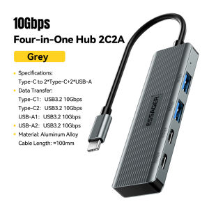 Essager 10Gbps 4-Cổng Type-C HUB USB bằng nhôm 3.2 Gen2 truyền dữ liệu Windows MacOS Android đa hệ thống tương thích OTG hỗ trợ