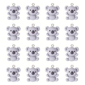 20pcs dễ thương màu xanh xám Koala quyến rũ xách tay Koala Mặt dây chuyền nhựa Phụ kiện cho vui DIY dự án