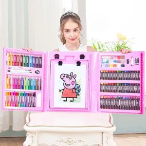 COD 168/208 PCS Kids Super Mega ART Coloring Set Painting set Color Set Water Color Pen Crayon Drawing set For Children Gifts Tools Kit Boys Girls Students Christmas Birthday Holiday Festival Neon Book Ink Craft Washable Pencils Oil Sticks Pastel