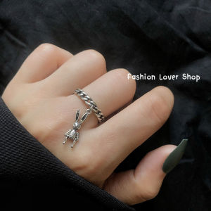 🐰💍🐇 แหวนมีจี้ห้อย แหวนจี้ห้อย แหวนจี้กระต่าย bunny แหวนปรับขนาดได้ แหวนกระต่าย แหวนเงิน925 แหวนโซ่ แหวนเกาหลี