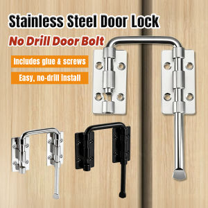 Talao Theft-Proof Door Lock Latch No Drilling Required Stainless Steel Buckle Sliding Barn Door Hasp