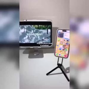 INOVAGEN Rotatable Aluminum Phone Tripod Adjustable Magnetic Phone Tripod Stand with Magic Clip Stable Desk Phone Mount