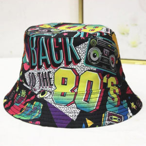 Y2K Vintage Bucket Hat Summer Cotton Printing 80s 90s Women Men Fisherman Hat Outdoor Fashion Sun Hat