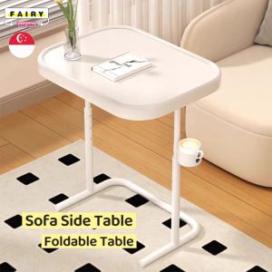 (SG Seller) Foldable Bedside Table Adjustable Small Table Laptop Side Table Liftable Laptop Table Bedside Organizer