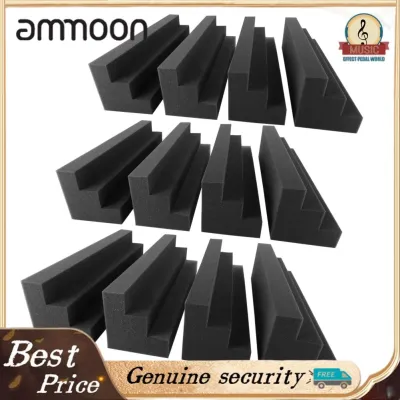 ammoon 12 PCS 30 x 7.5 x 7.5cm Foam Panels High Density Sound Insulation Fire Retardant Wedge Foam for Home Studio Theater