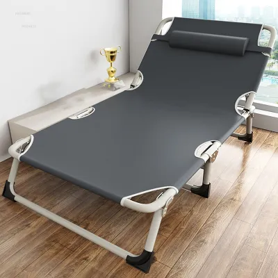 Folding Bed Single Portable Nap Bed with Foam Camping Cot Reclining Chairs Heavy Duty Outdoor Office Foldable Lounge Chair Beach Bed