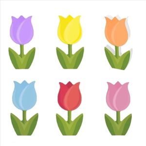 UMBRAULI 6Pcs Multi-Seasonal Tulip Layered Tray Decoration Candy Color Double-Sided Tulip Ornament Set Creative Cartoon Plastic Floral Decoration for Mothers Day
