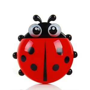Nurm Ladybug Cartoon Toothbrush Holder Bathroom Toothbrush Toothpaste Wall Suction Holder Rack Container