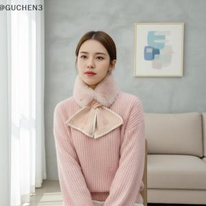 GUCHEN3🦋 Mùa đông ấm áp màu rắn mùa đông cổ ấm hơn dày giả lông thỏ sang trọng Khăn Cổ ấm hơn cổ áo chéo khăn thời tiết lạnh