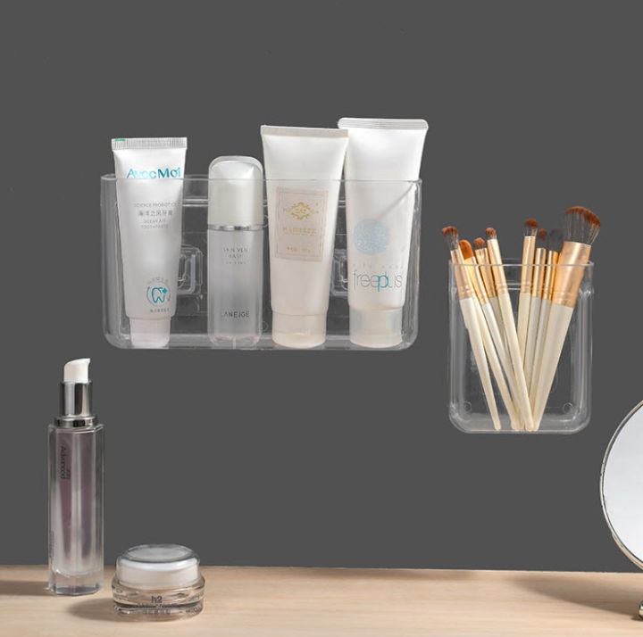 Acrylic Wall Organizer Hanging Storage Box Wall Rack Self Adhesive ...