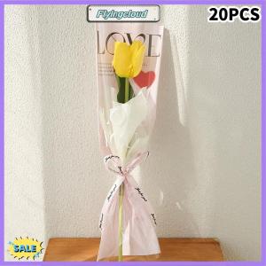 Follow Get New[FlyingC] 20pcs LOVE Transparent Rose Packaging Bags Flower Bouquet Plastic Bag Bouquet Single Wrapping Paper One Straight Bag Flower Packaging