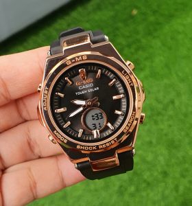 นาฬิกาแฟชั่น หัวเหล็ก สายยาง บอกเวลา 2 ระบบ ( พร้อมกล่อง )