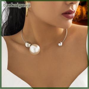 tuokaiguoji Open Circle With CCB Imitation Ball Choker Necklace For Women Elegant Wedding Collar Torques Fashion Jewelry For Neck