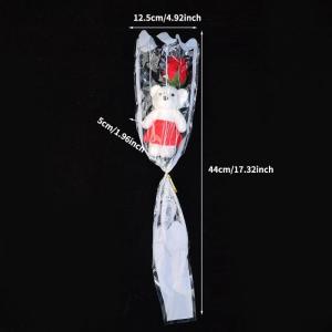 5ชิ้น44เซนติเมตรโฟมเทียมสบู่ดอกกุหลาบหมีวันวาเลนไทน์ของขวัญที่ถือของตกแต่งงานแต่งงานช่อดอกไม้