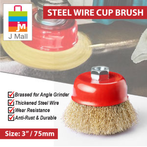 Steel Wire Cup Brush 3" M10 X 1.5 Crimped Wheel Brush Rust Paint Remover Sanding Grinding Cleaning DIY Tool