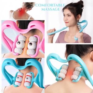 6-Wheel Magnetic Therapy Massager Roller/Cervical Spine Hand-Held Clamping Device/Neck Muscle Relax