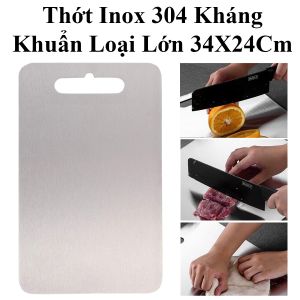 Thớt Inox 304 Kháng Khuẩn Loại Lớn 34X24Cm Siêu Bền
