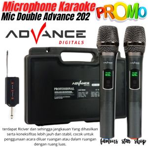 Isi 2 Mic Wireless Microphone ProfesionalAdvance MIC-202 Karoke Mic Duet - Mic Double Karaoke ADVANCE 202 Microphone Wireless Profesional - FSS