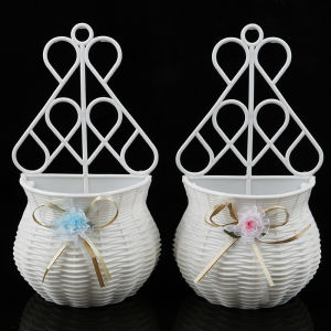 [Mariannes] แจกันตะกร้าใส่ดอกไม้หวายเทียมแขวนผนังแบบ DIY สำหรับสวน