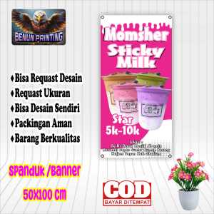 Spanduk Banner 50x100 Stiky milk Custom Muda Bisa Request Desain
