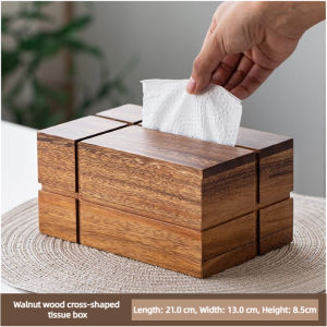 Silent Style Retro Solid Wood Black Walnut Tissue Hotel B & B Paper Household Living Room Desktop Decoration Ornament
