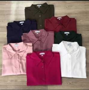 (COD) - KEMEJA POLOS KERAH RAYON TWILL ADEM / KEMEJA POLOS WANITA LENGAN PANJANG/ ATASAN LENGAN PANJANG WANITA / KEMEJA PANJANG WANITA TERBARU / KEMEJA HIJABJ TERBARU